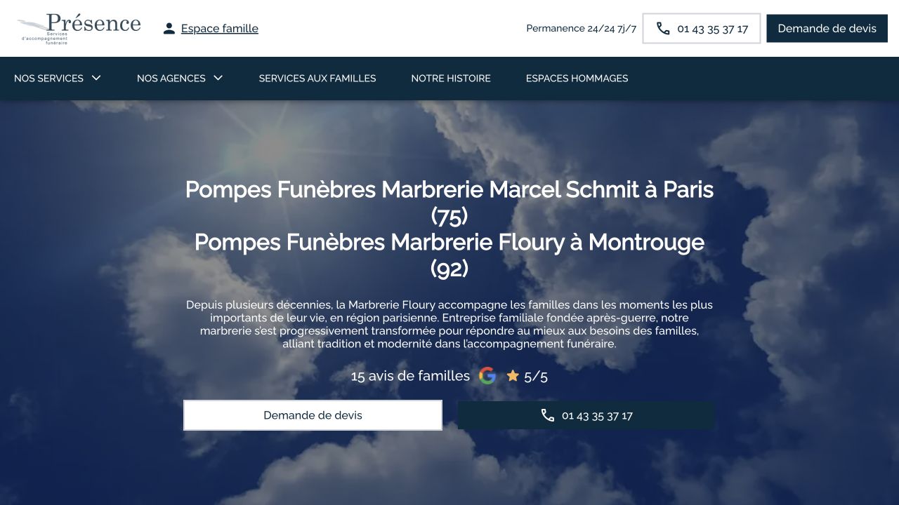 Capture du site de Marcel Schmit — Marbrerie Floury, Paris 14