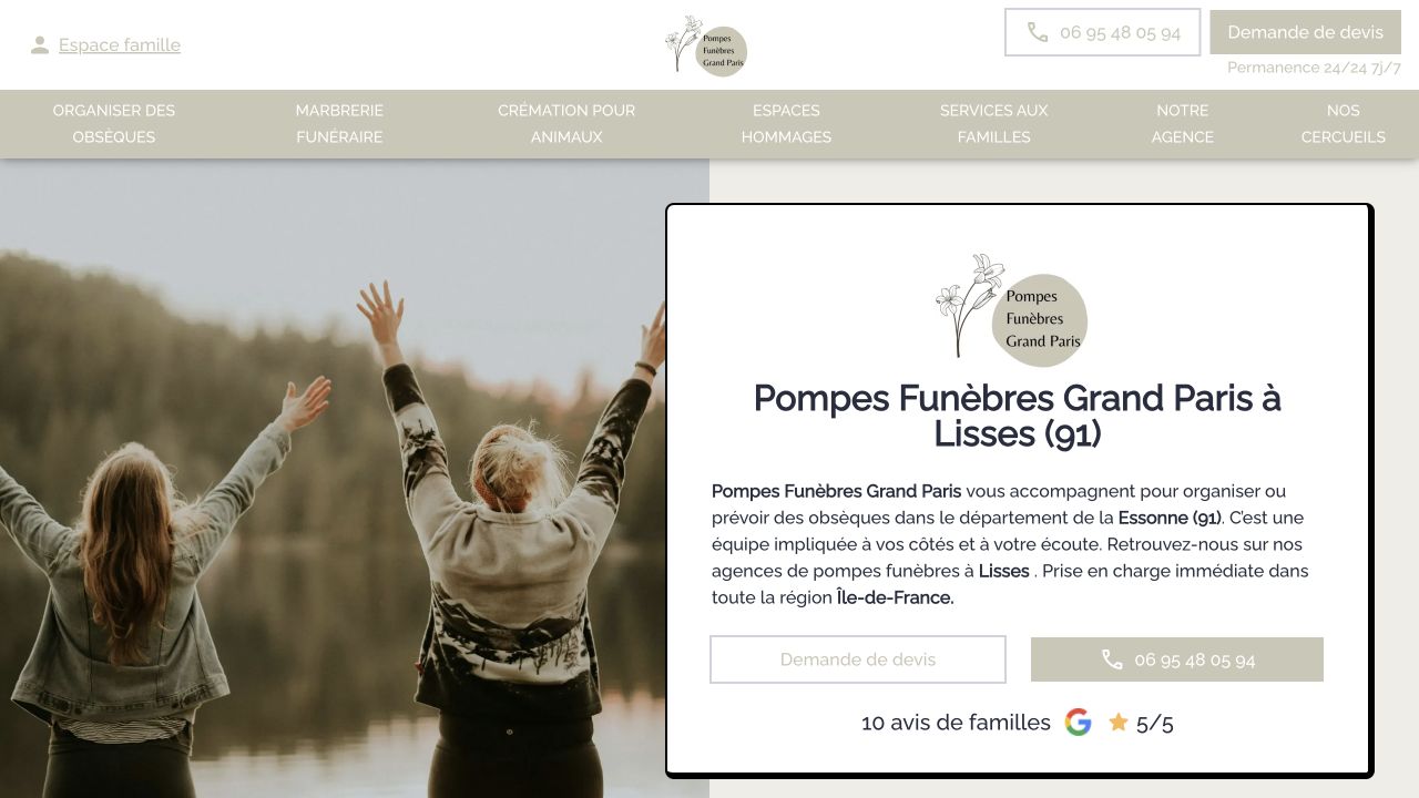 Capture du site de Pompes Funèbres Grand Paris